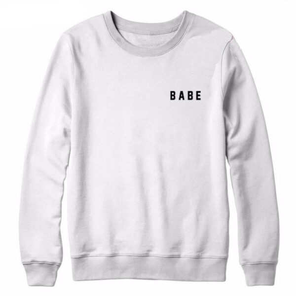 Babe Hoodie Fashion Sweatshirt White