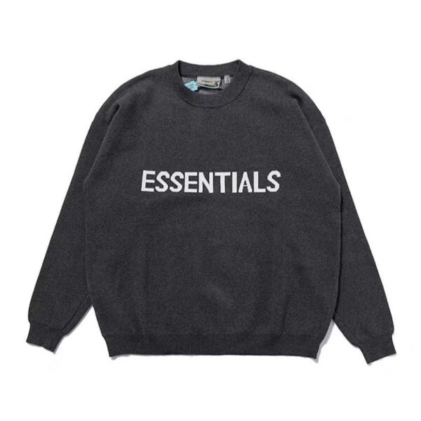 ESSENTIALS Knitted Loose O-Neck Sweater Black