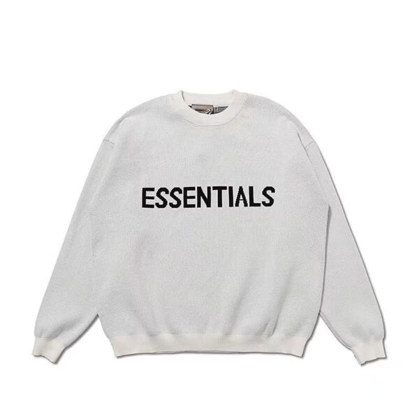 ESSENTIALS Knitted Loose O-Neck Sweater White
